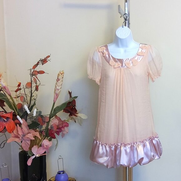 NWT Girl's Lace Pink Ruffle Pleated Summer Lined Dress US 14 - Picture 5 of 7